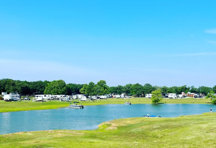 RVs camping by the lake at grapevine lake